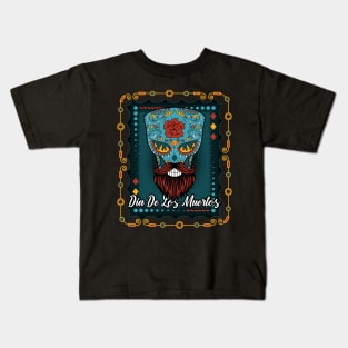 Dia de los Muertos Blue Sugar Skull Kids T-Shirt